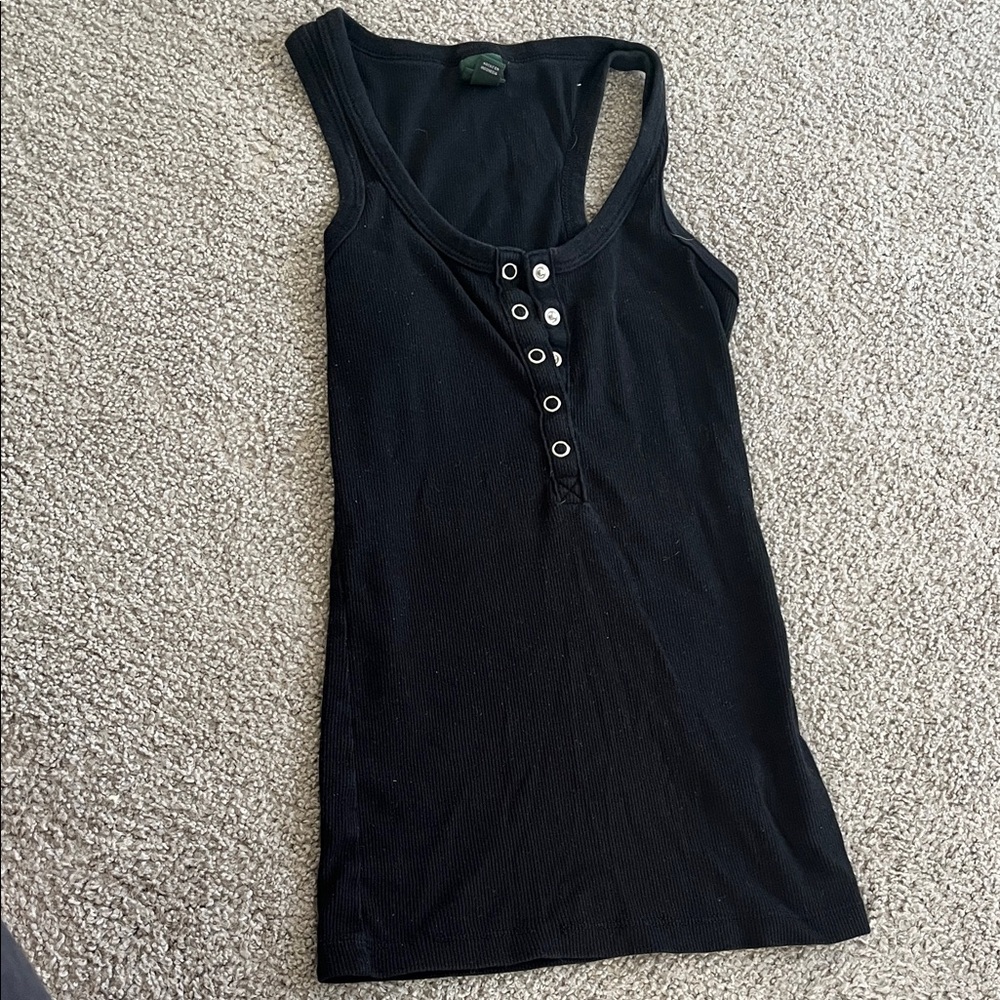 Wild Fable Black Tank Top with Button Detail